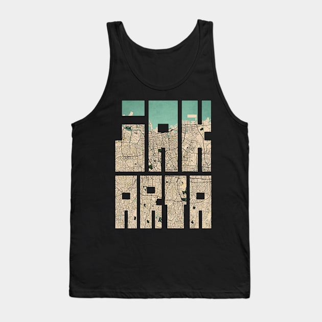 Jakarta, Indonesia City Map Typography - Vintage Tank Top by deMAP Studio